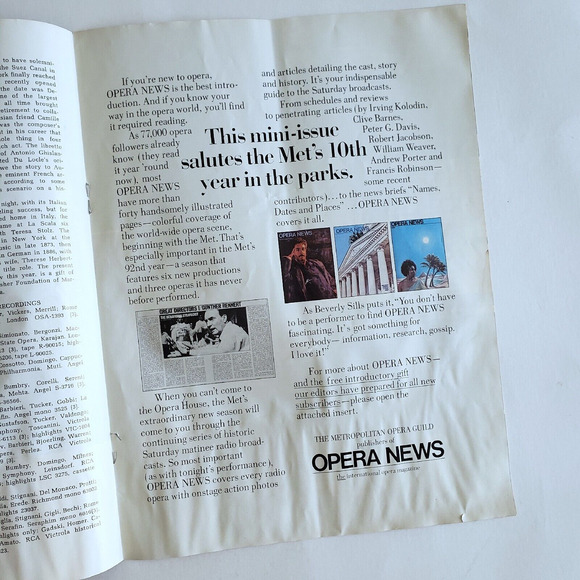 Vintage Opera News The Met In The Parks Program New York City Retro Estate 1976 - Picture 10 of 12